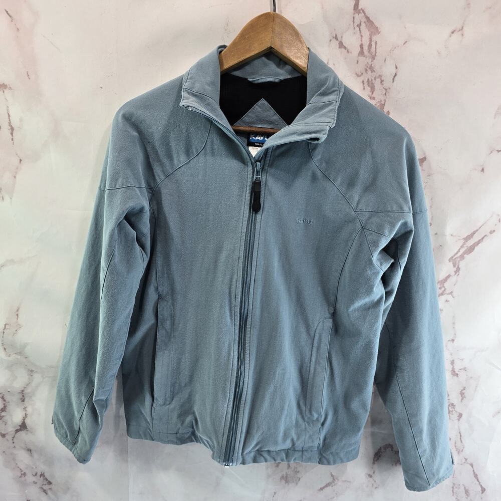 Kavu Jacket Womens Small Light Blue Windbreaker Stretchy Zip Pockets Hoodless